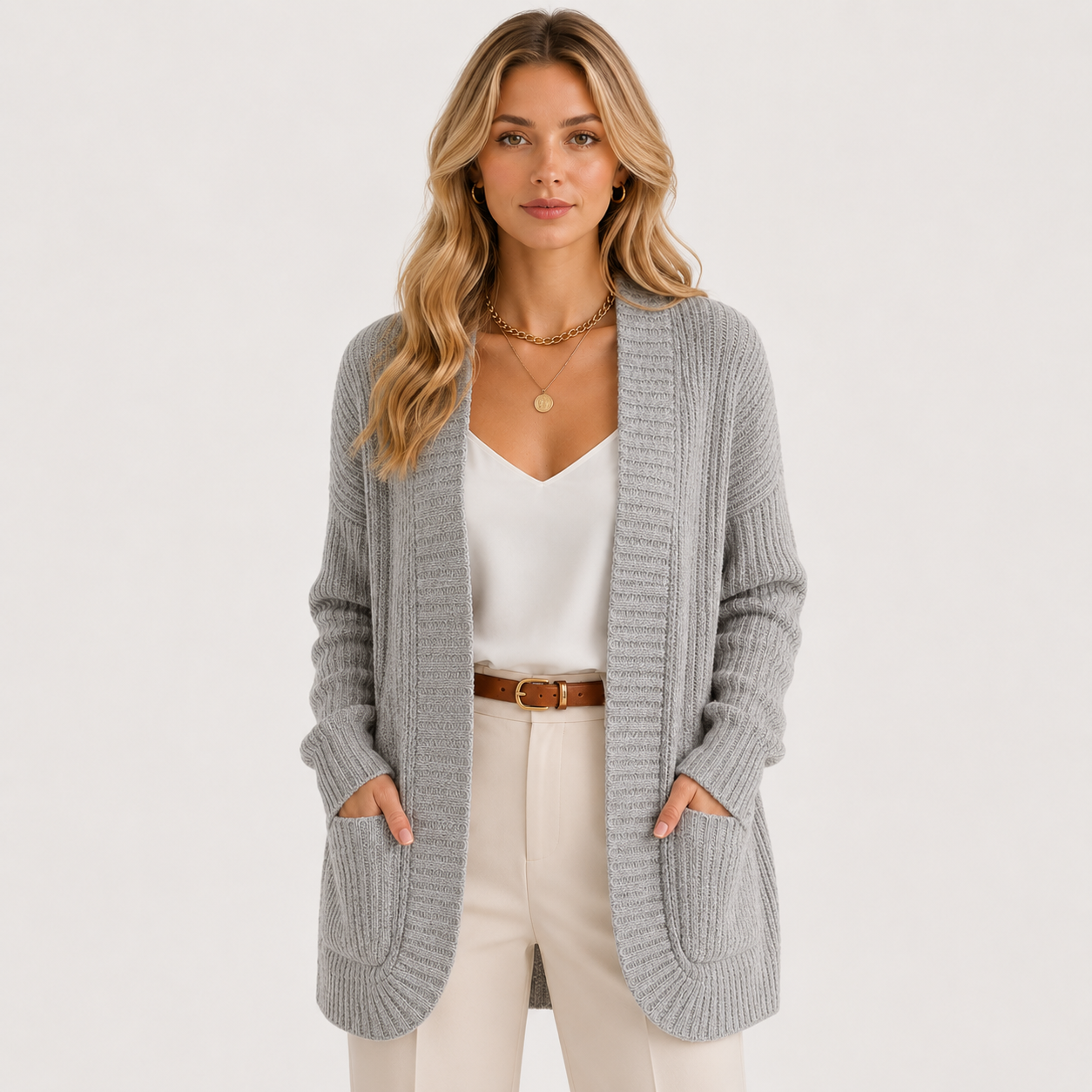 Women's Ribbed Sweater Long Sleeve Casual Knit Top