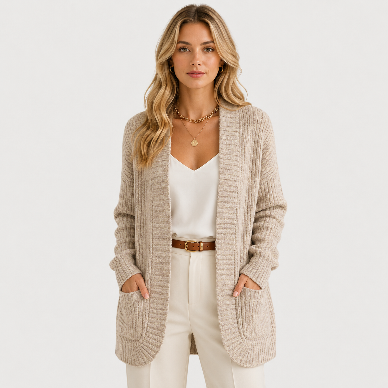 Women's Ribbed Sweater Long Sleeve Casual Knit Top