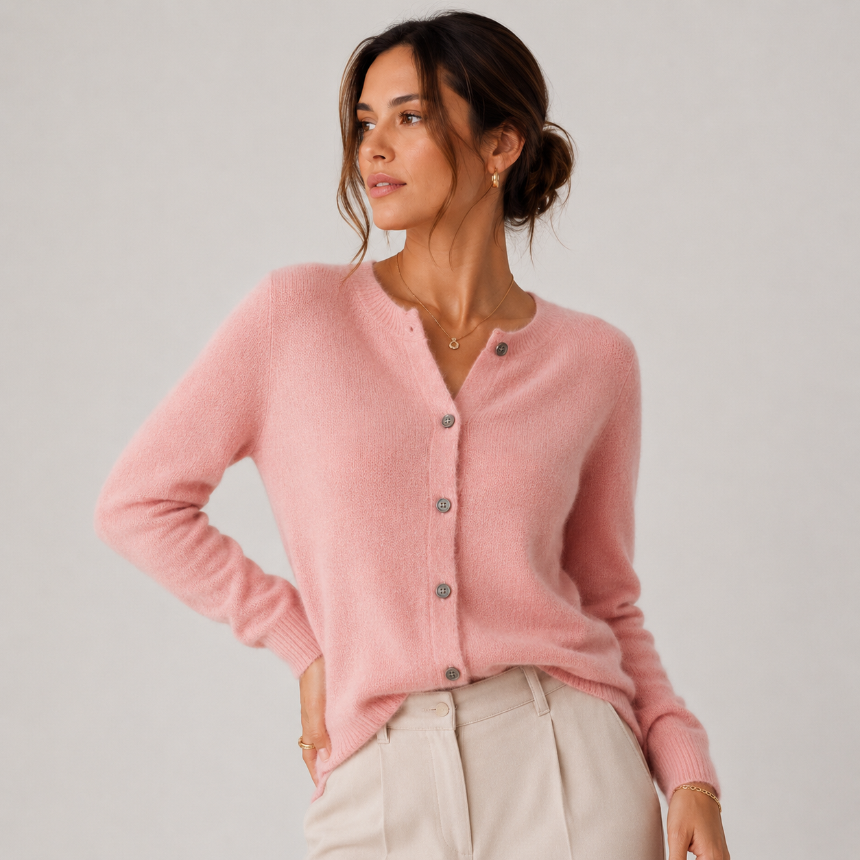 Women's Cashmere Look Cardigan Soft Button Front Knit Sweater