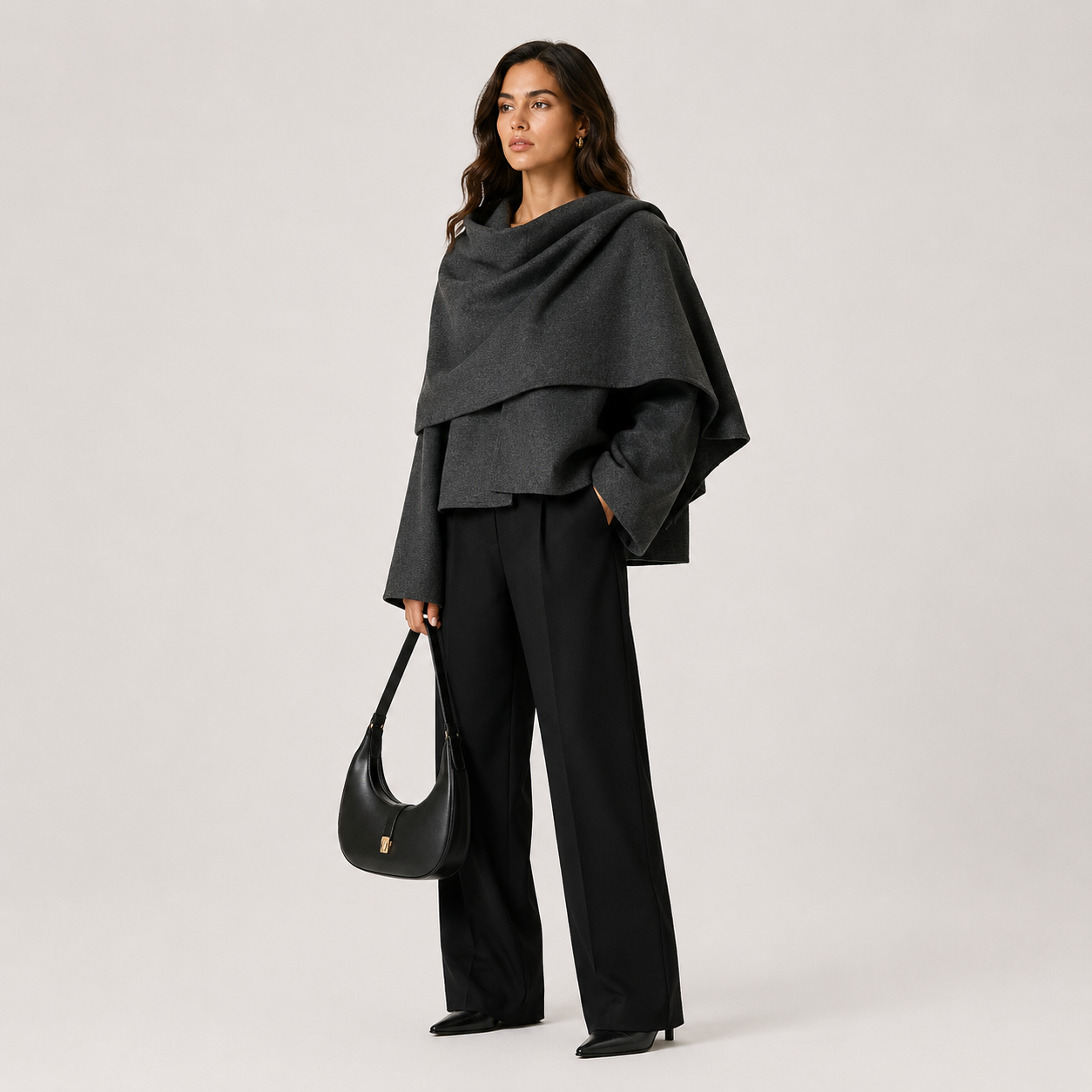 Women's Relaxed Fit Cape Coat Cozy Everyday Winter Jacket
