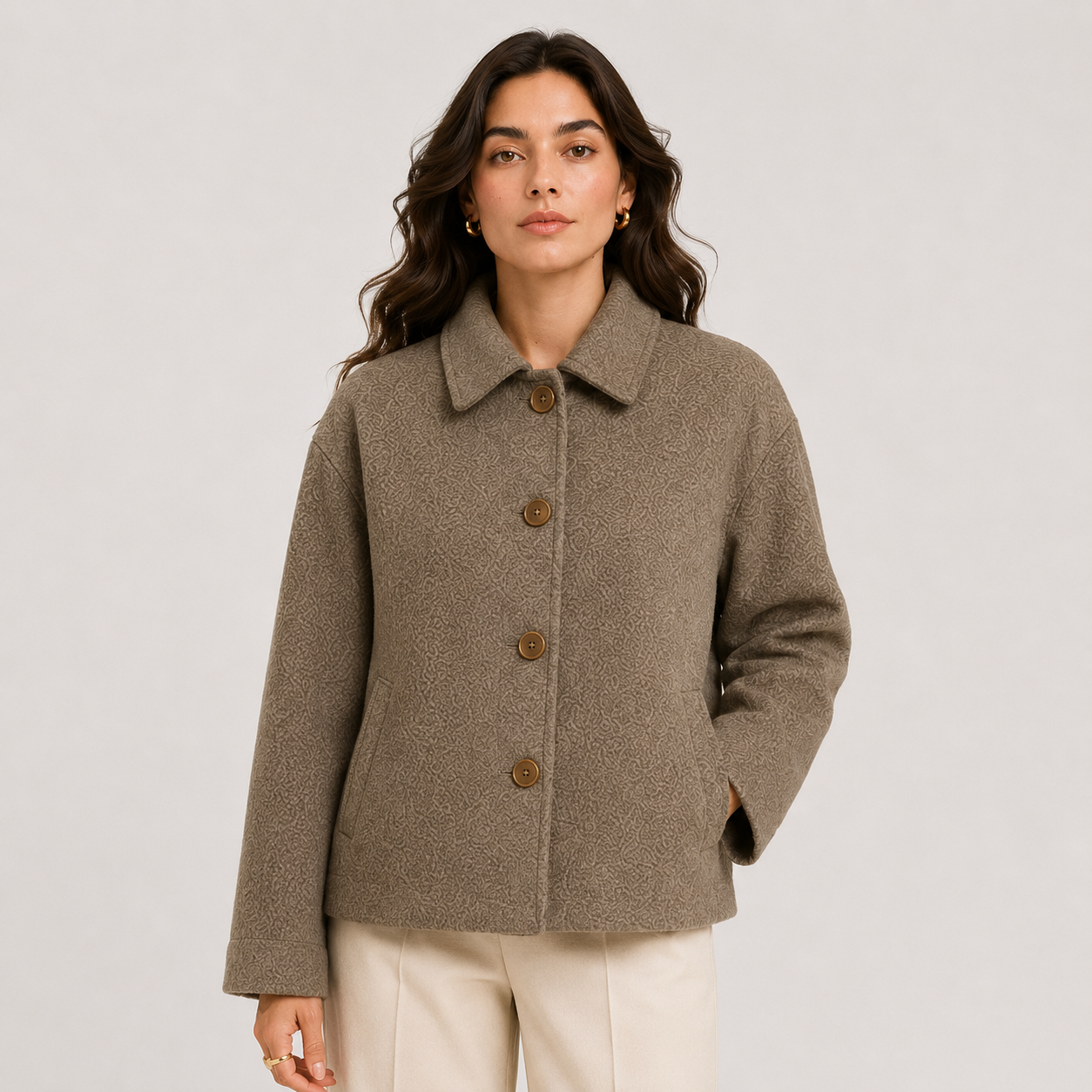 Women's Relaxed Fit Button Front Jacket for Fall and Winter