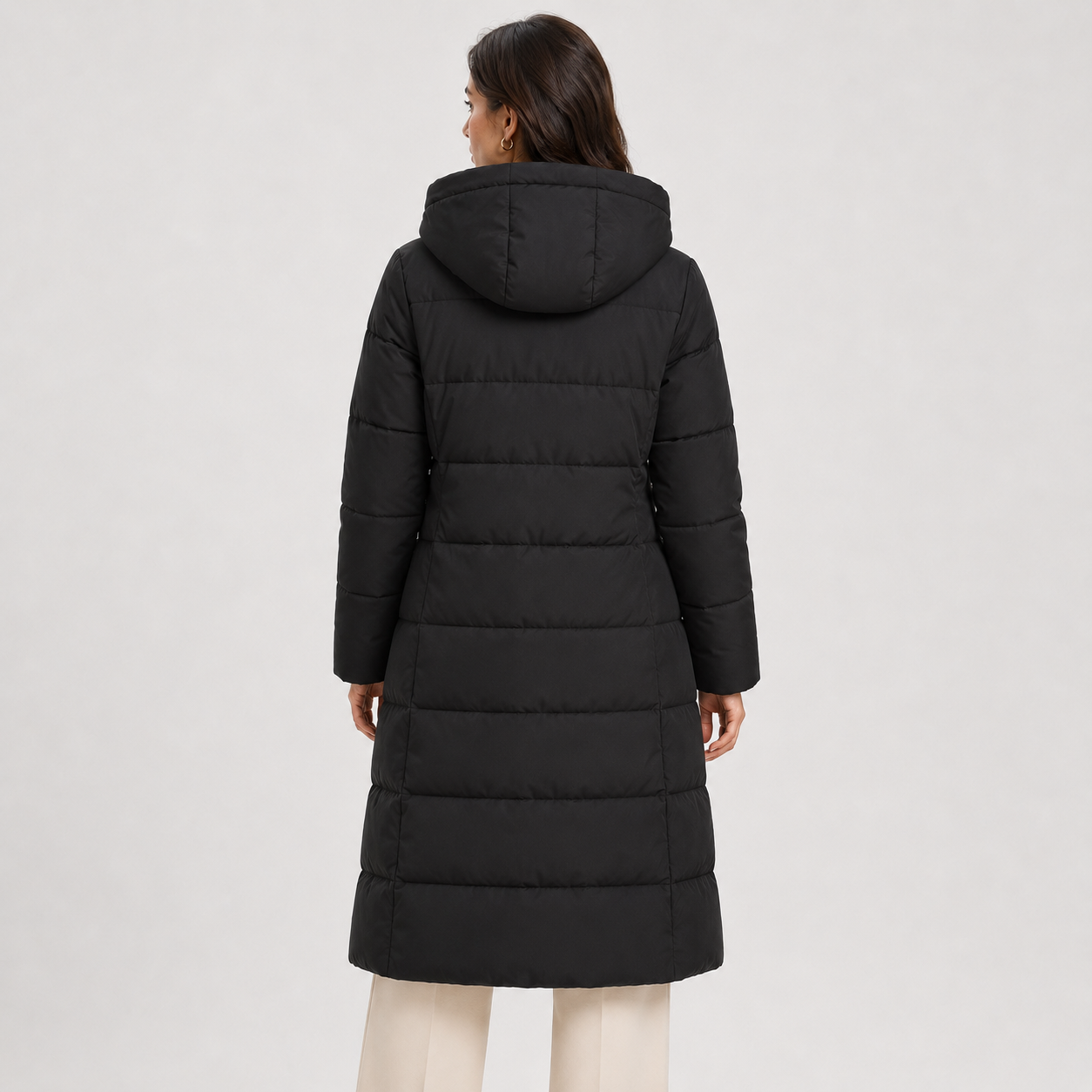 Women’s Long Puffer Coat Hooded Quilted Warm Winter Jacket
