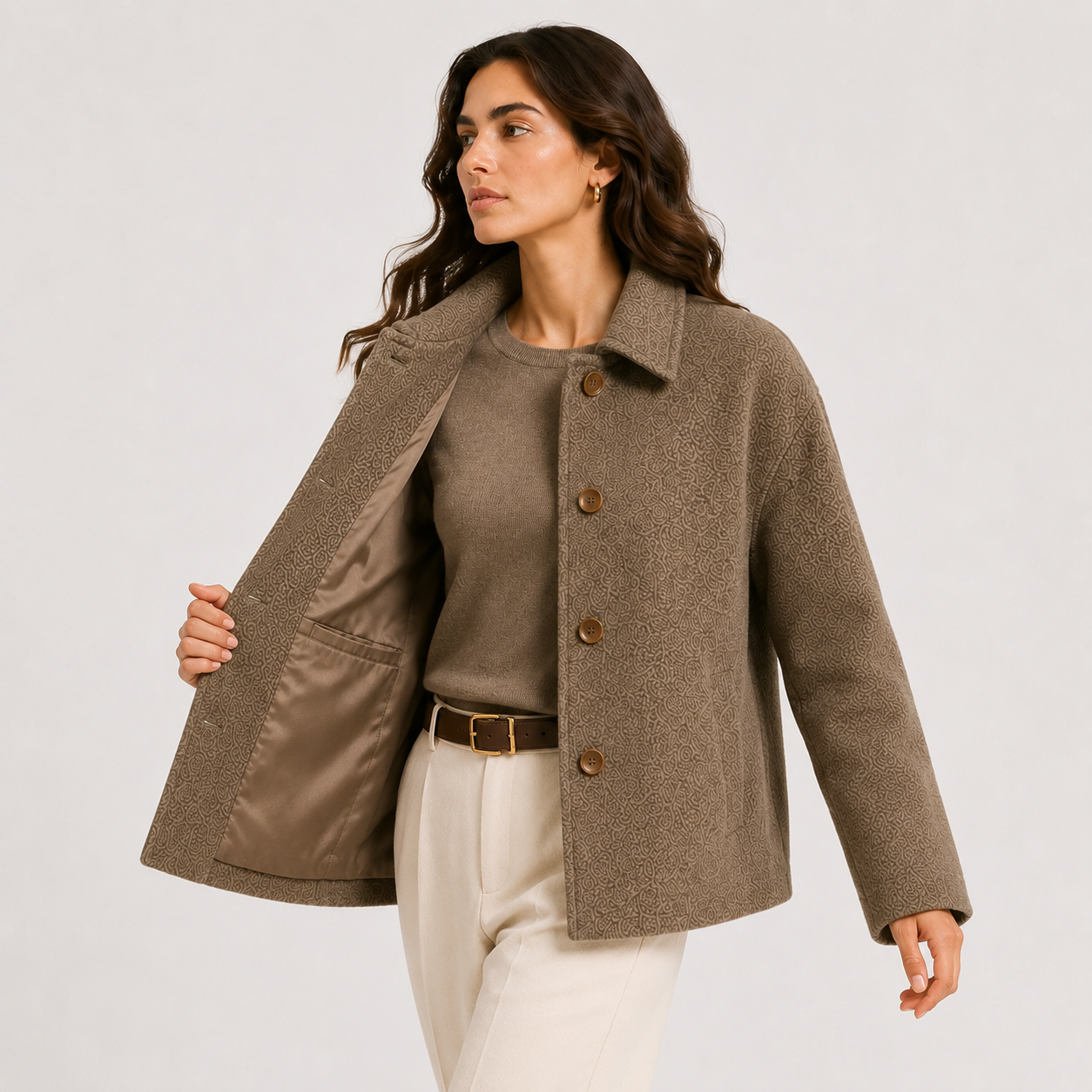 Women's Relaxed Fit Button Front Jacket for Fall and Winter