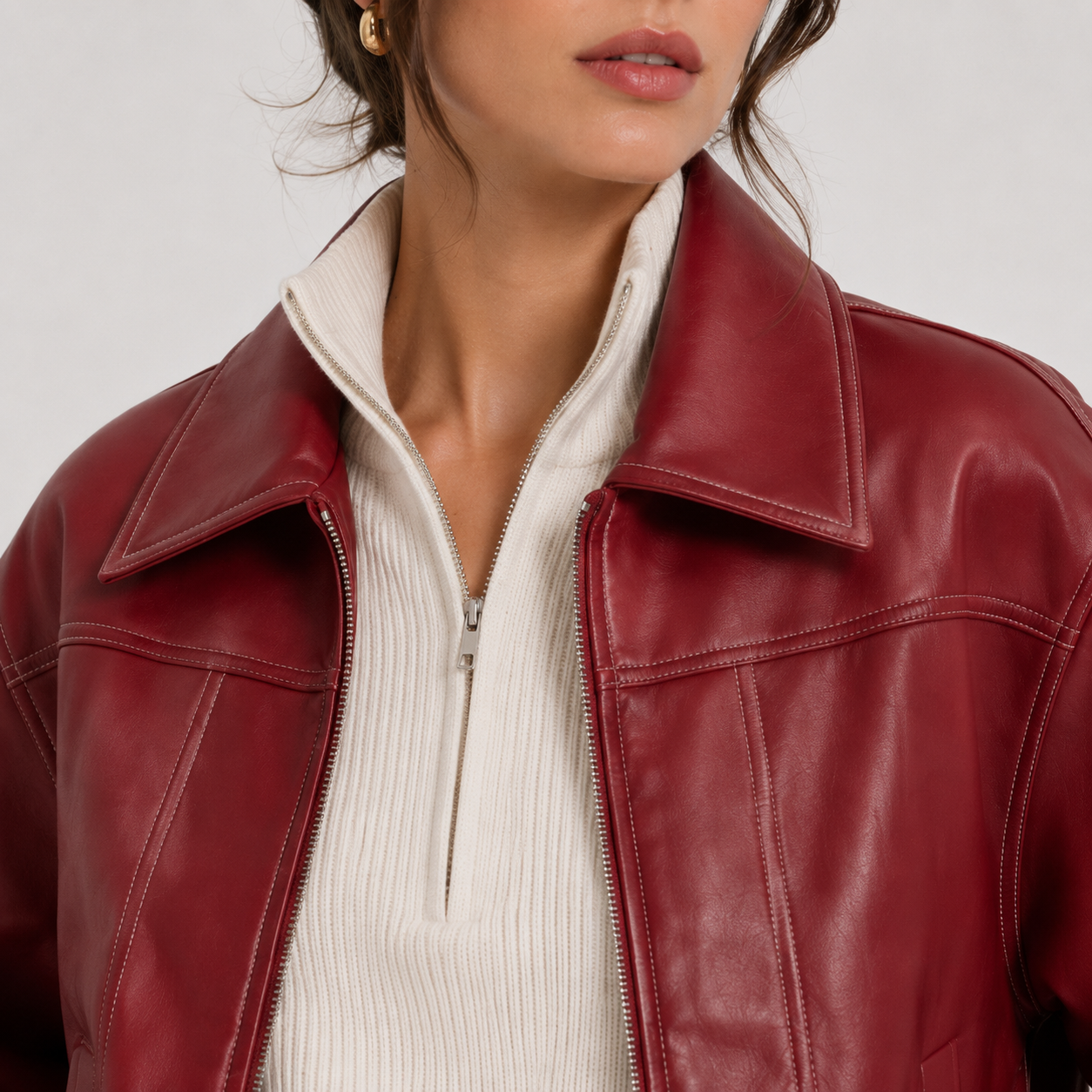 Women's Leather Look Jacket Timeless Red Heritage Silhouette