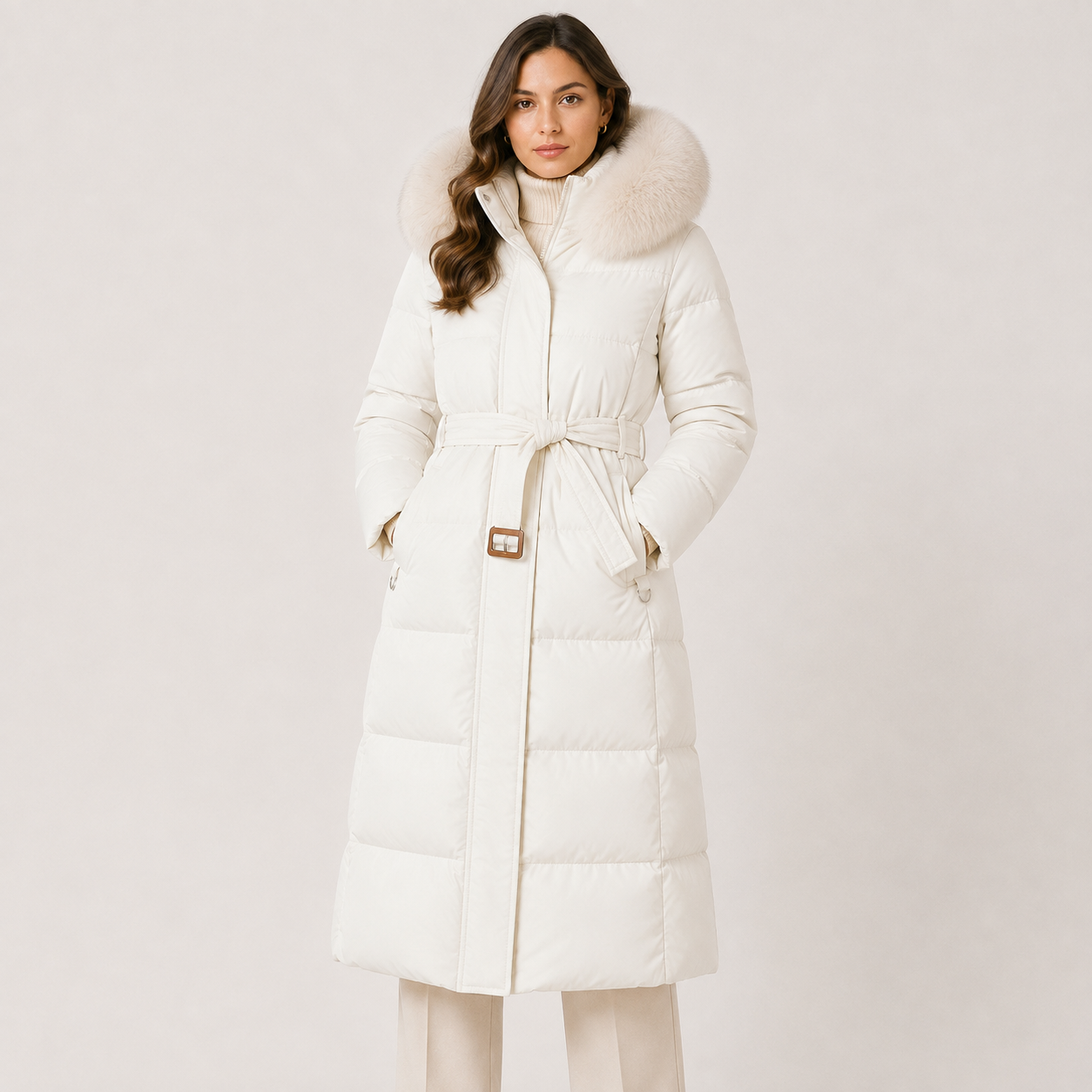 Women's Puffer Parka Water Resistant Loose Fit Fur Hood