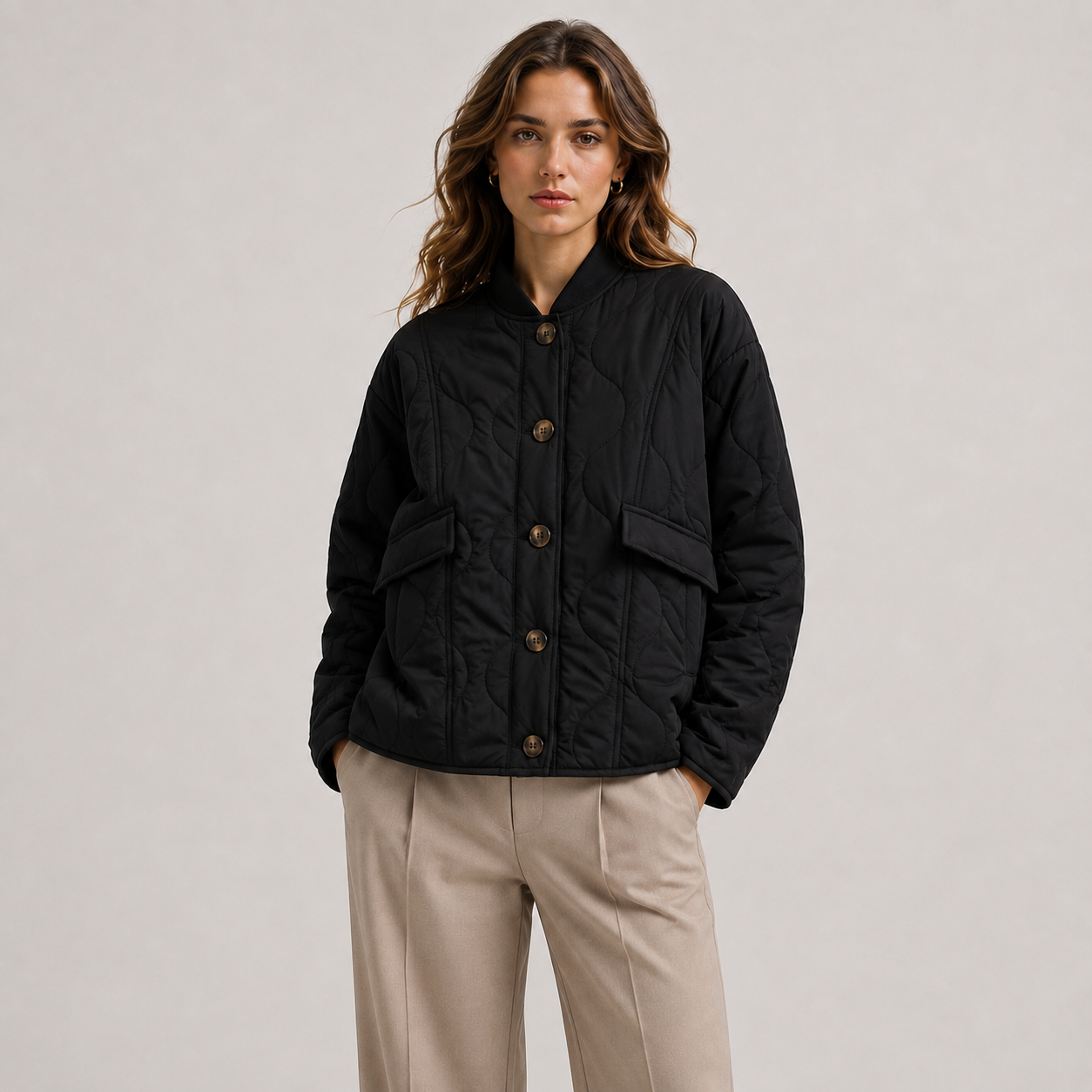 Women's Jacket Warm Loose Fit Long Sleeve Button Coat
