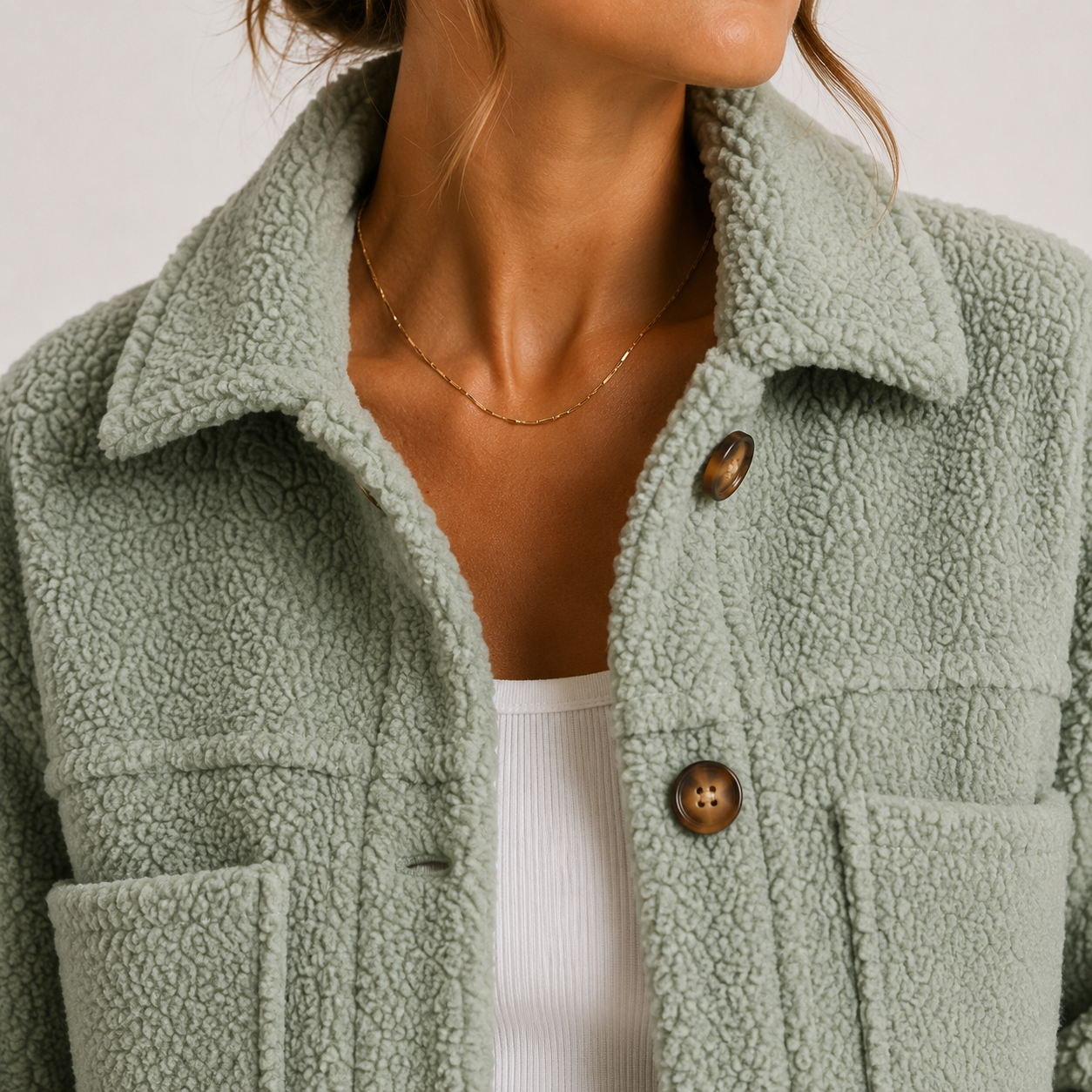 Women's Plush Sherpa Jacket Cozy Lightweight Casual Shacket