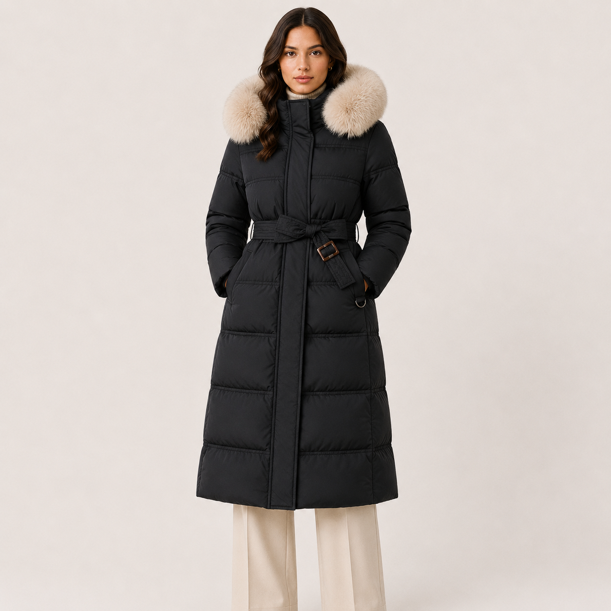 Women's Puffer Parka Water Resistant Loose Fit Fur Hood