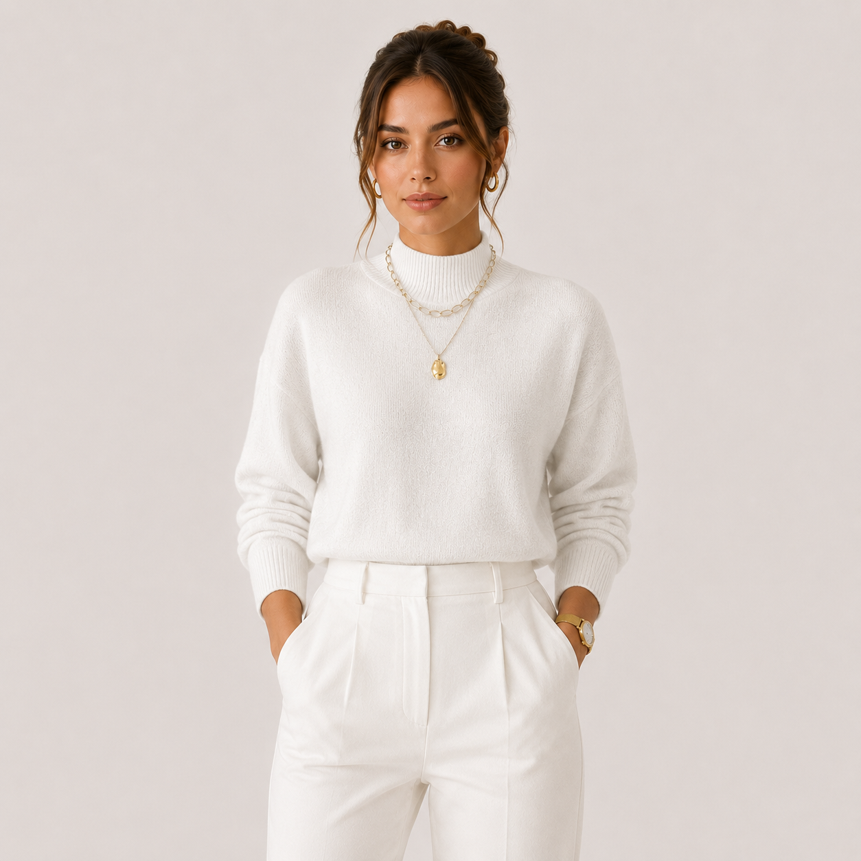 Priya | Women's Cable Knit Turtleneck Sweater, Cozy Winter Pullover