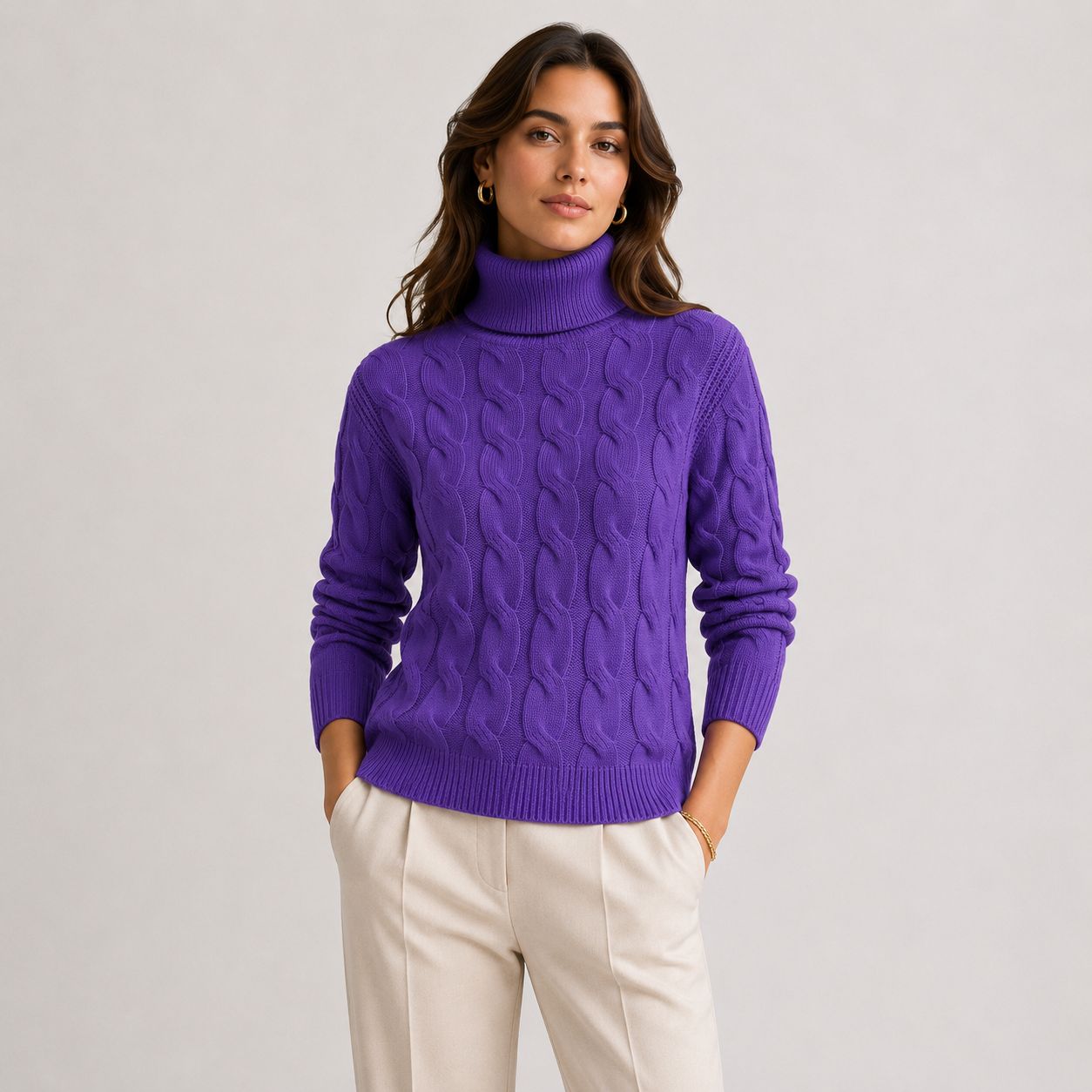 Women's Turtleneck Sweater Lightweight Warm Long Sleeve Knitwear