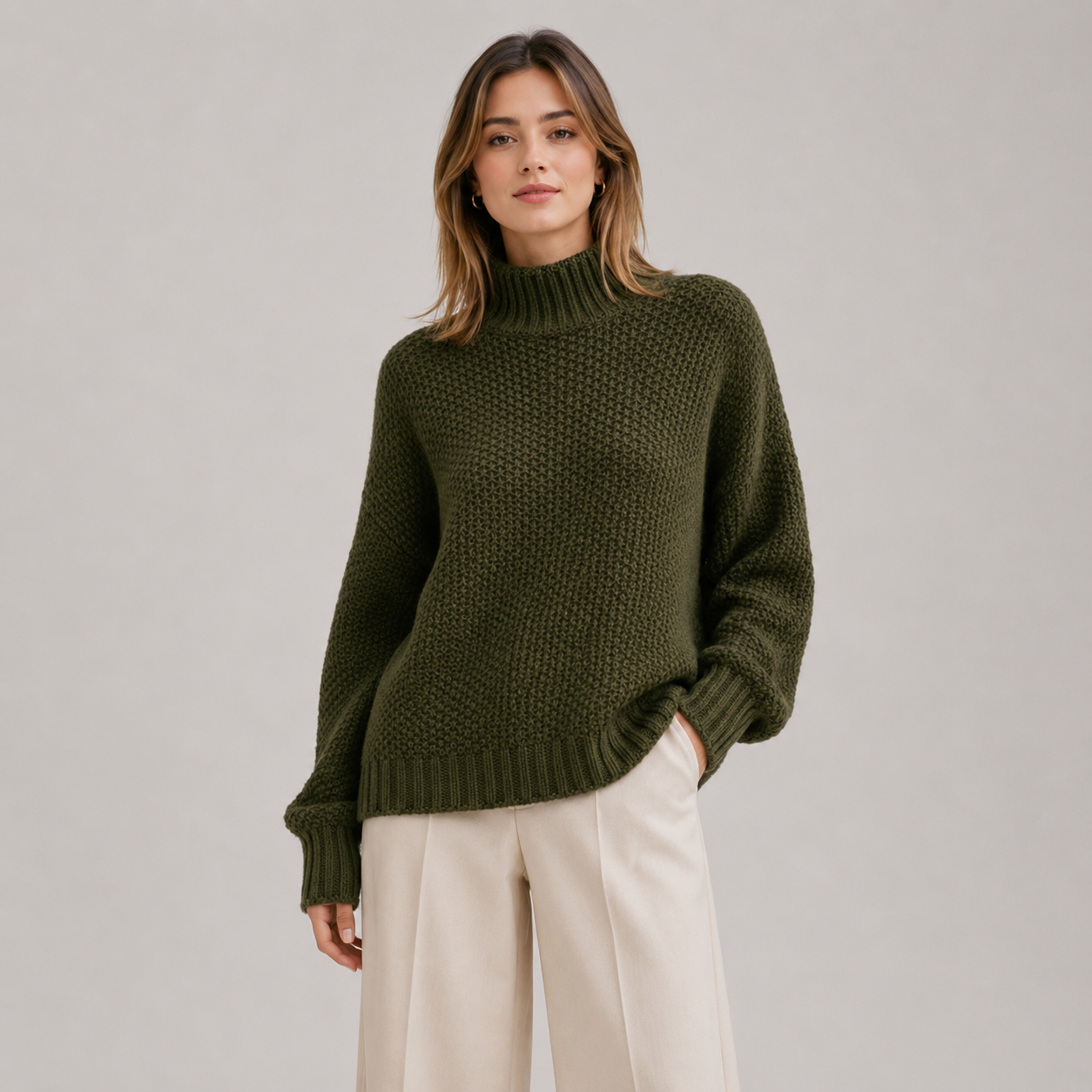 Women's Relaxed Sweater Comfortable Long Sleeve Knitwear