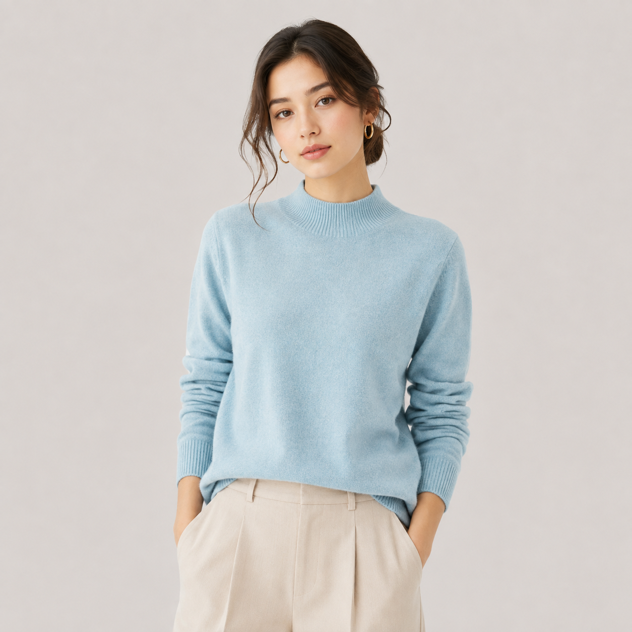 Women's Cashmere Look Sweater Lightweight Classic Fit