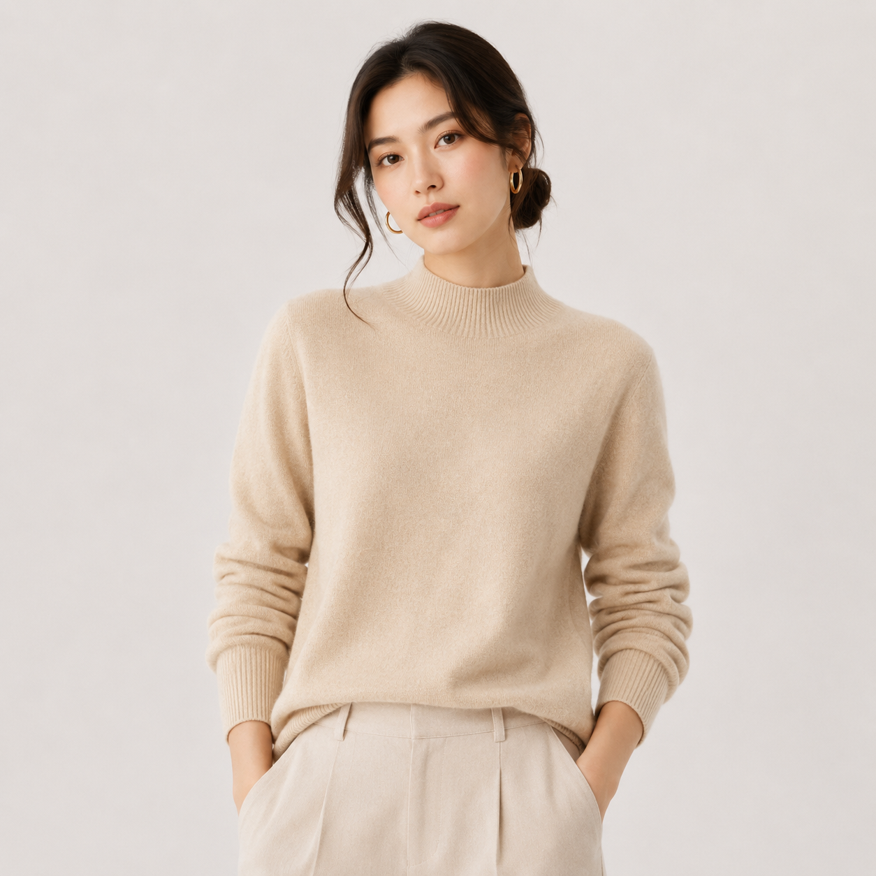 Women's Cashmere Look Sweater Lightweight Classic Fit