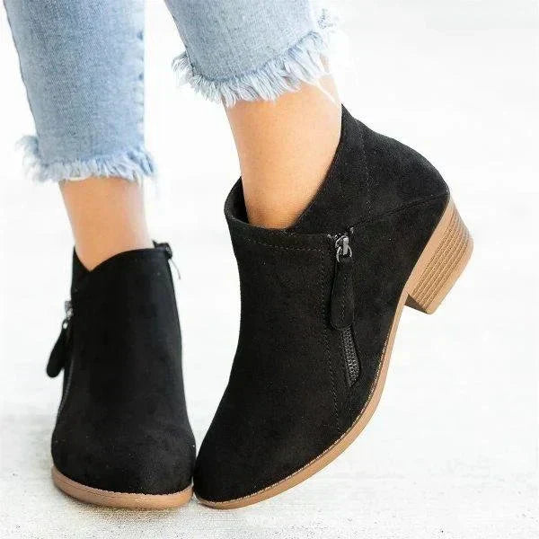 Mona | Women’s Ankle Boots – Side-Zip Design with Low Heel