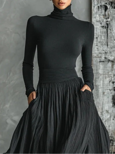 Lucy | Turtleneck & Pleated Skirt Set