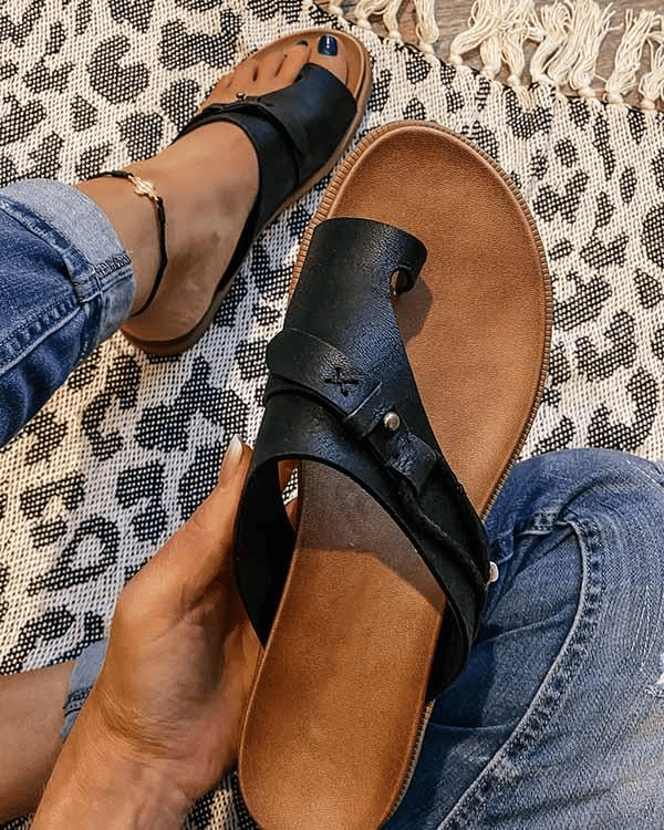 Roma | Women's Flat Toe Ring Sandals Slip-On Boho Summer Slides