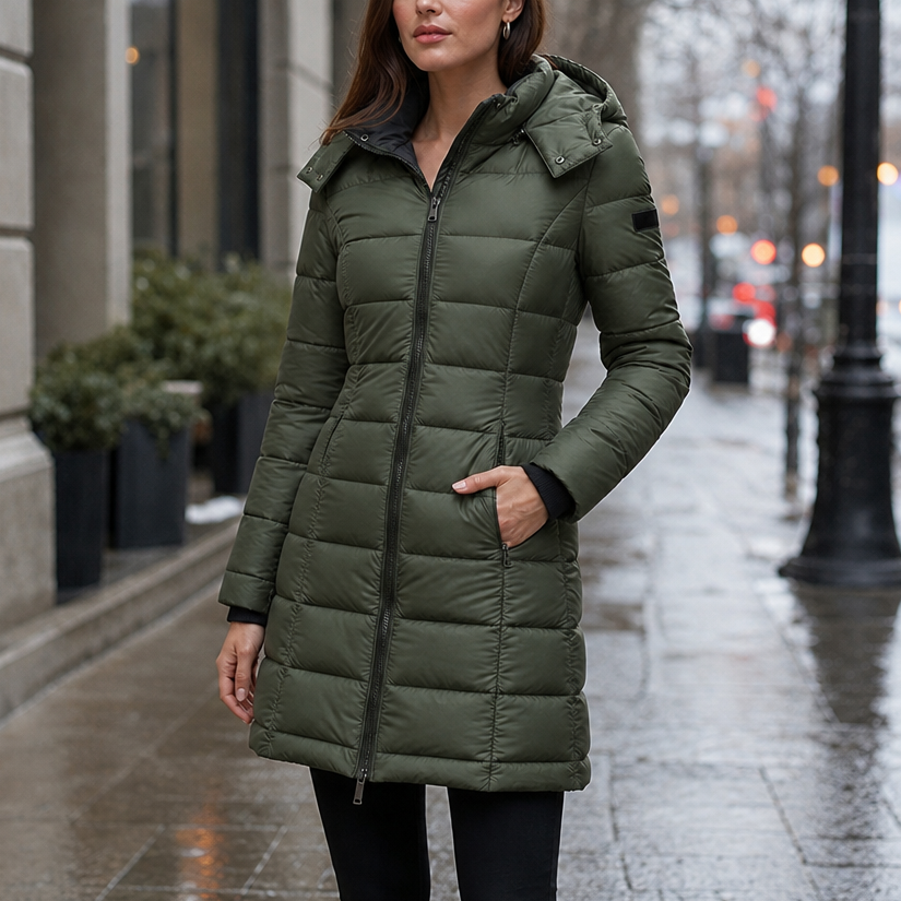 Belvaine | Women's Mid-Length Hooded Puffer Jacket
