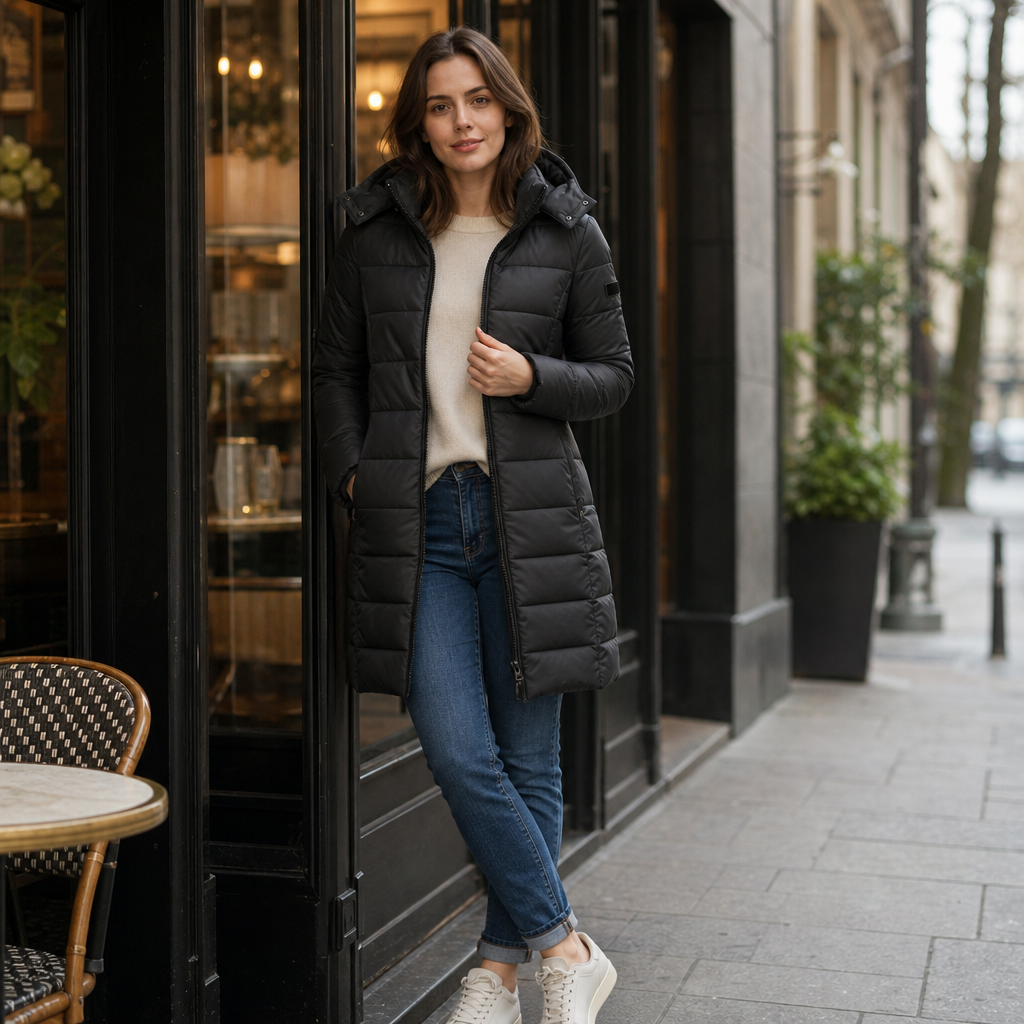 Belvaine | Women's Mid-Length Hooded Puffer Jacket