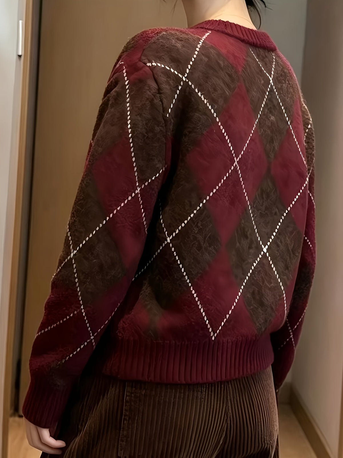 Brelwyn | Women's Argyle Knit Sweater Pullover