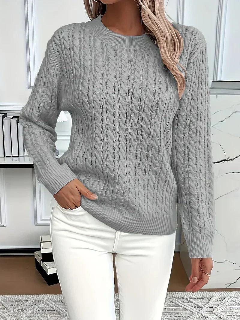 Brenna | Women's Cable Knit Crew Neck Sweater