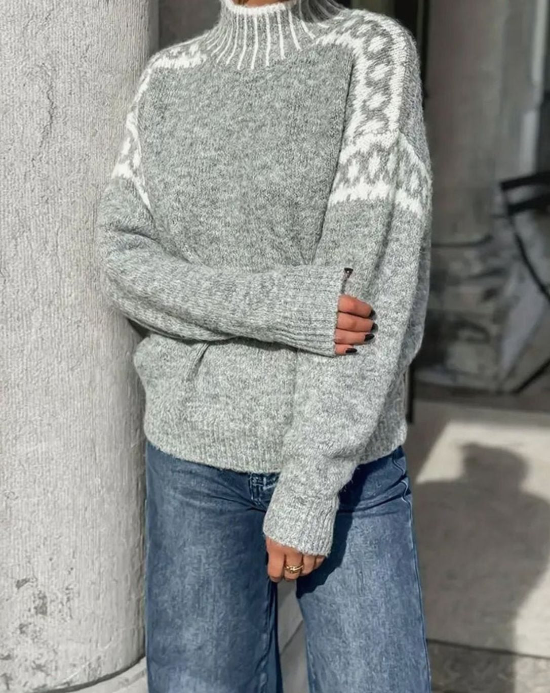 Brenolla | Women's Christmas Sweater Fair Isle Turtleneck