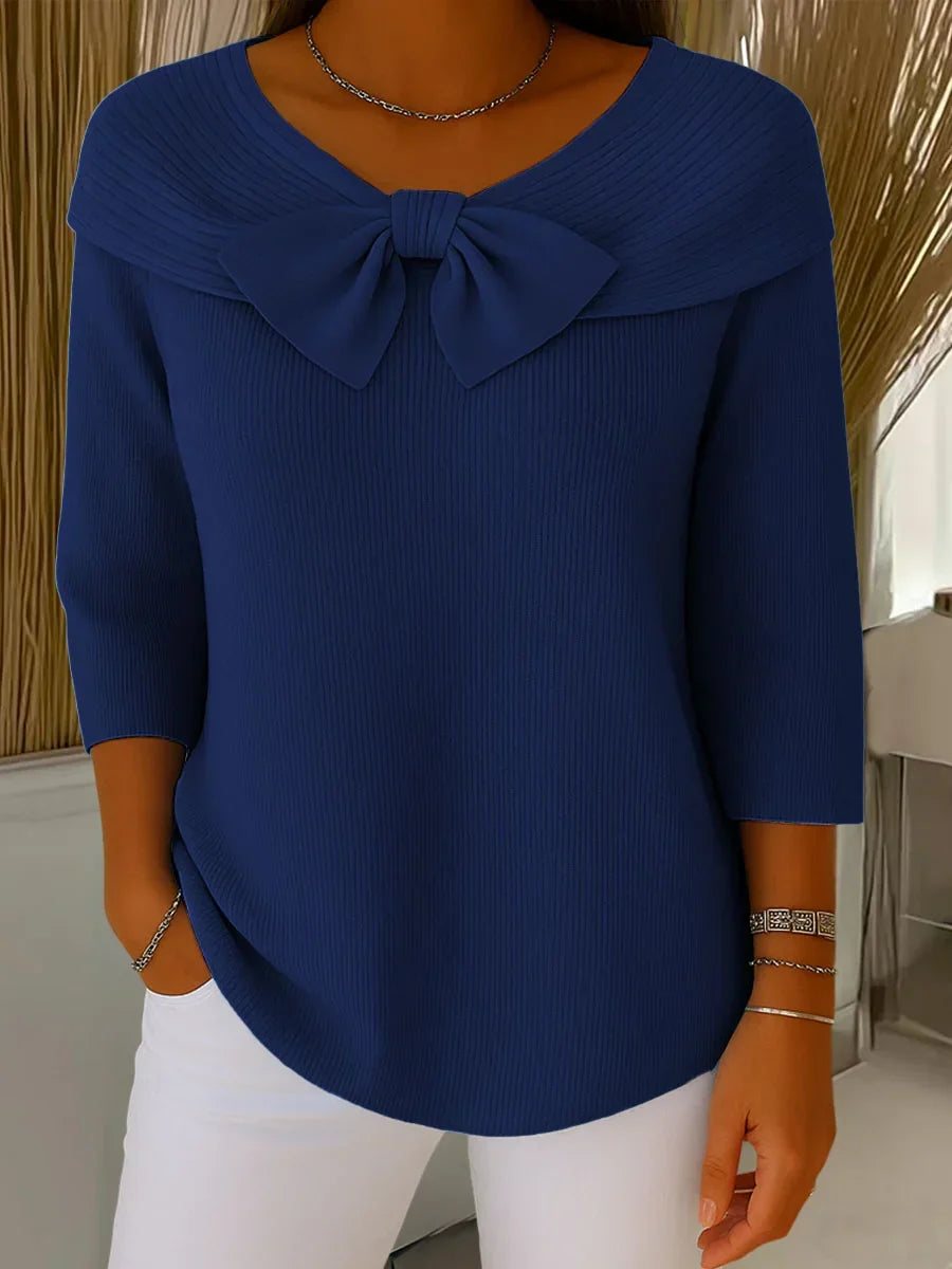 Elaira – Soft Knit Sweater with Bow Detail