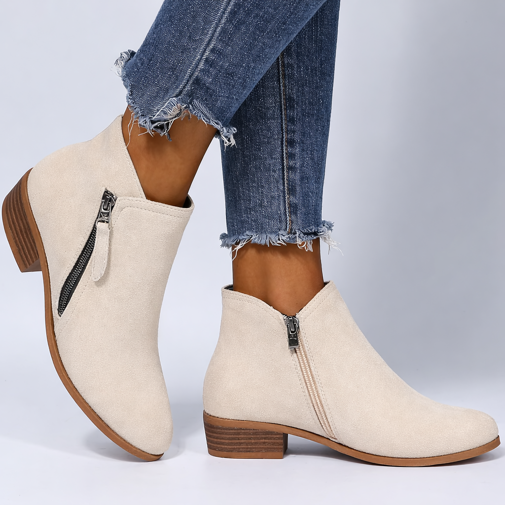 Mona | Women’s Ankle Boots – Side-Zip Design with Low Heel