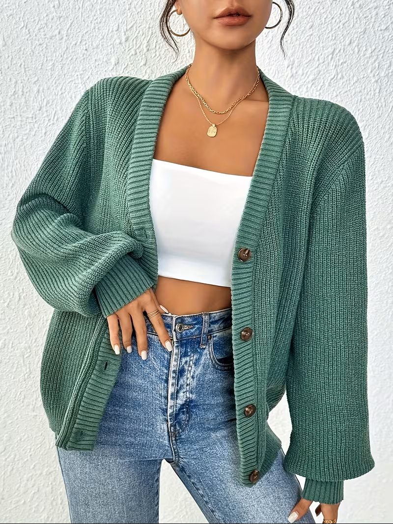 Calvara | Women's Oversized Open-Front Cardigan Sweater