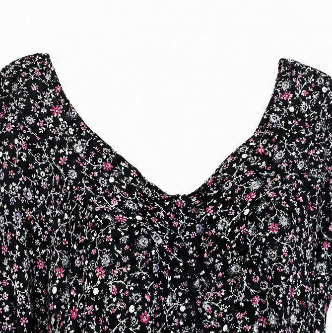 Calveth | Women's Floral Tunic Top Short Sleeve