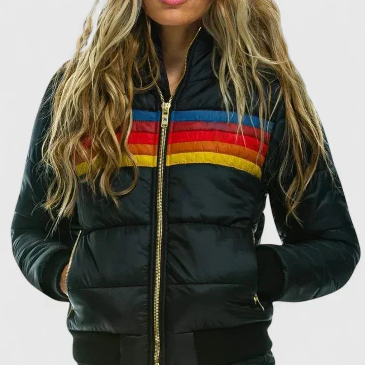 Calvina | Women's Retro Striped Puffer Jacket