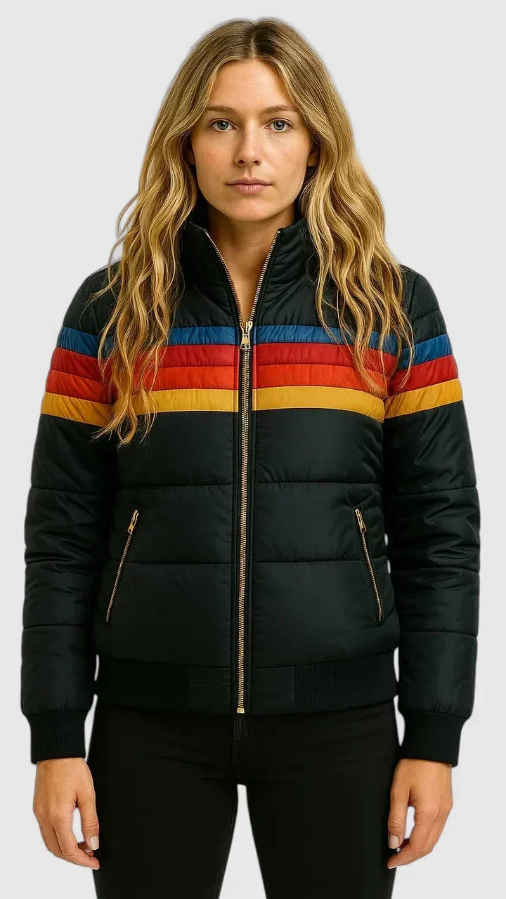Calvina | Women's Retro Striped Puffer Jacket