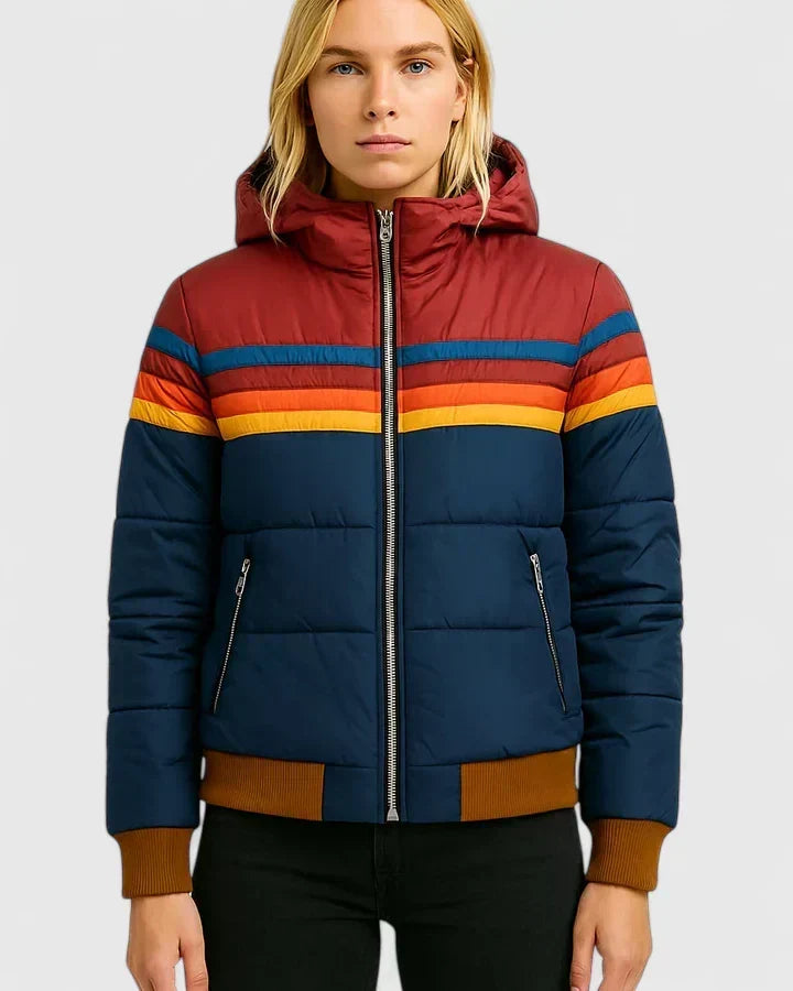 Calvina | Women's Retro Striped Puffer Jacket