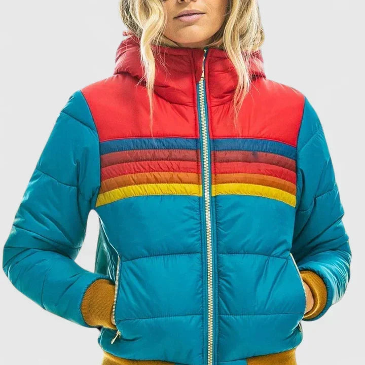 Calvina | Women's Retro Striped Puffer Jacket