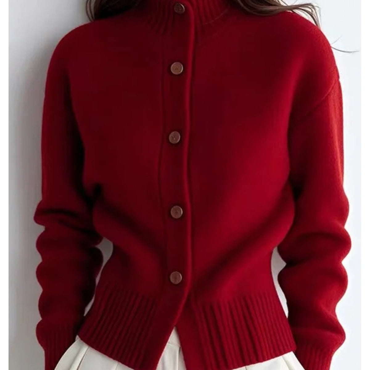 Cavrinda | Women's High-Neck Button Cardigan Sweater