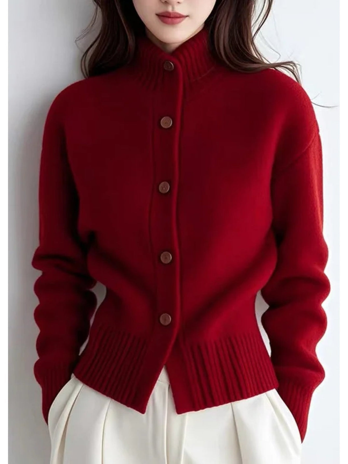 Cavrinda | Women's High-Neck Button Cardigan Sweater