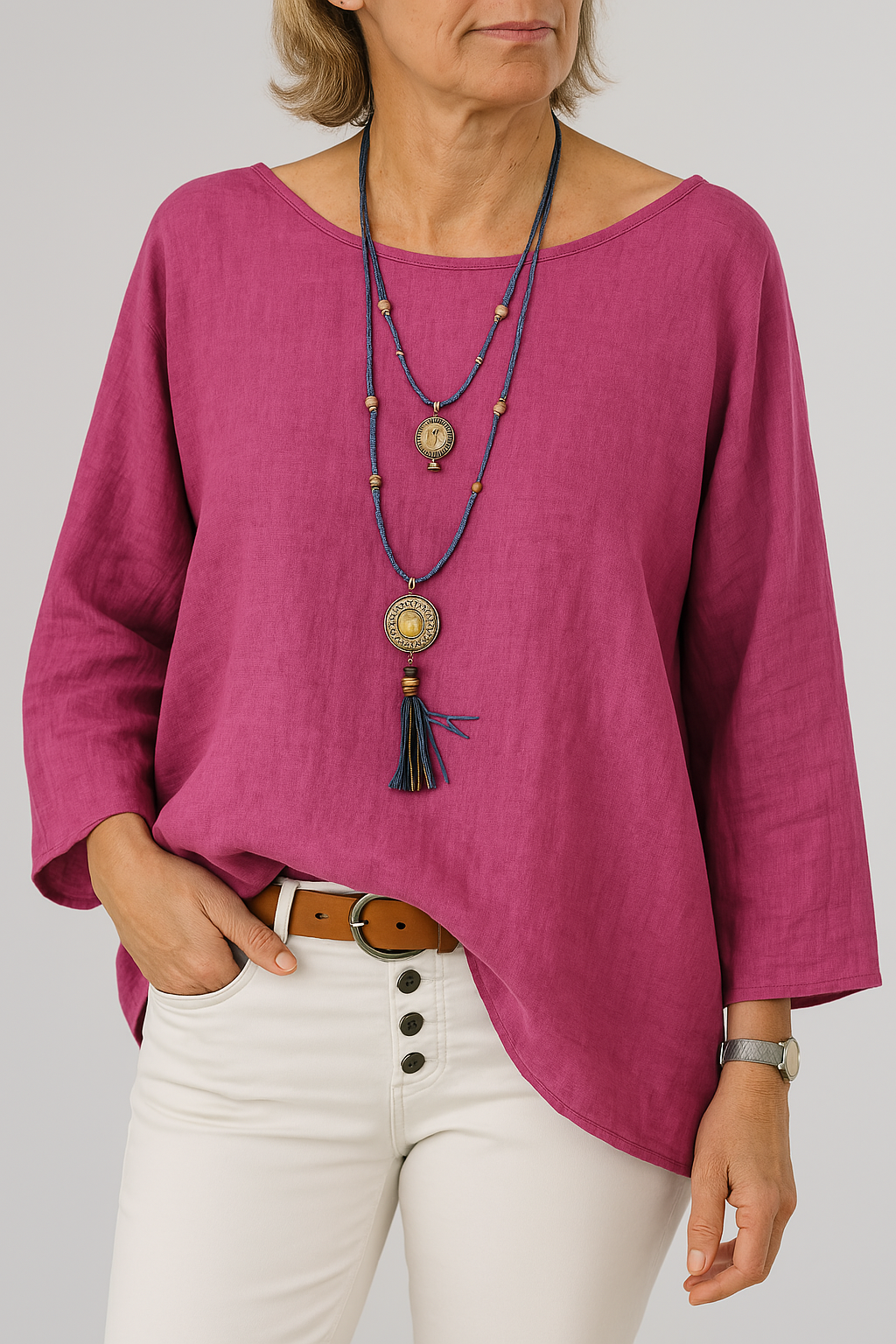 Cavryn | Women's Relaxed Fit Boat Neck Tunic Top