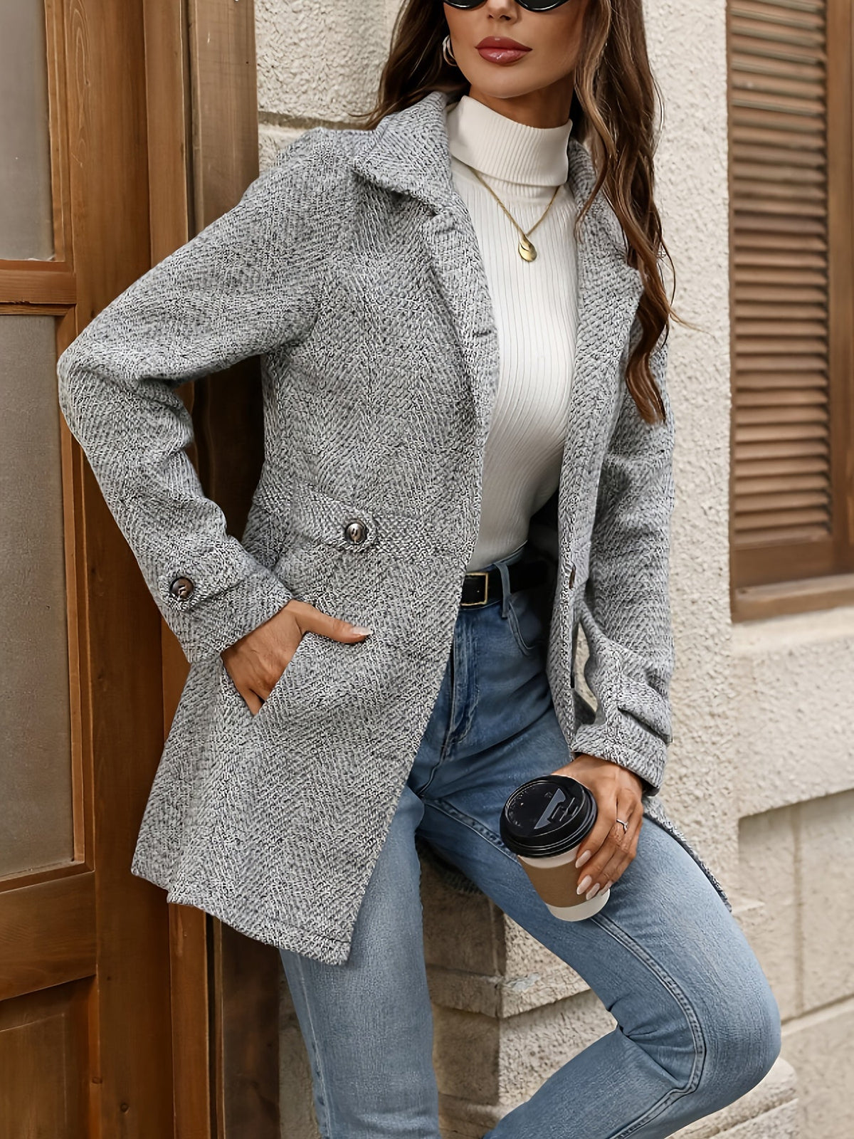 Celvyn | Women's Belted Herringbone Coat