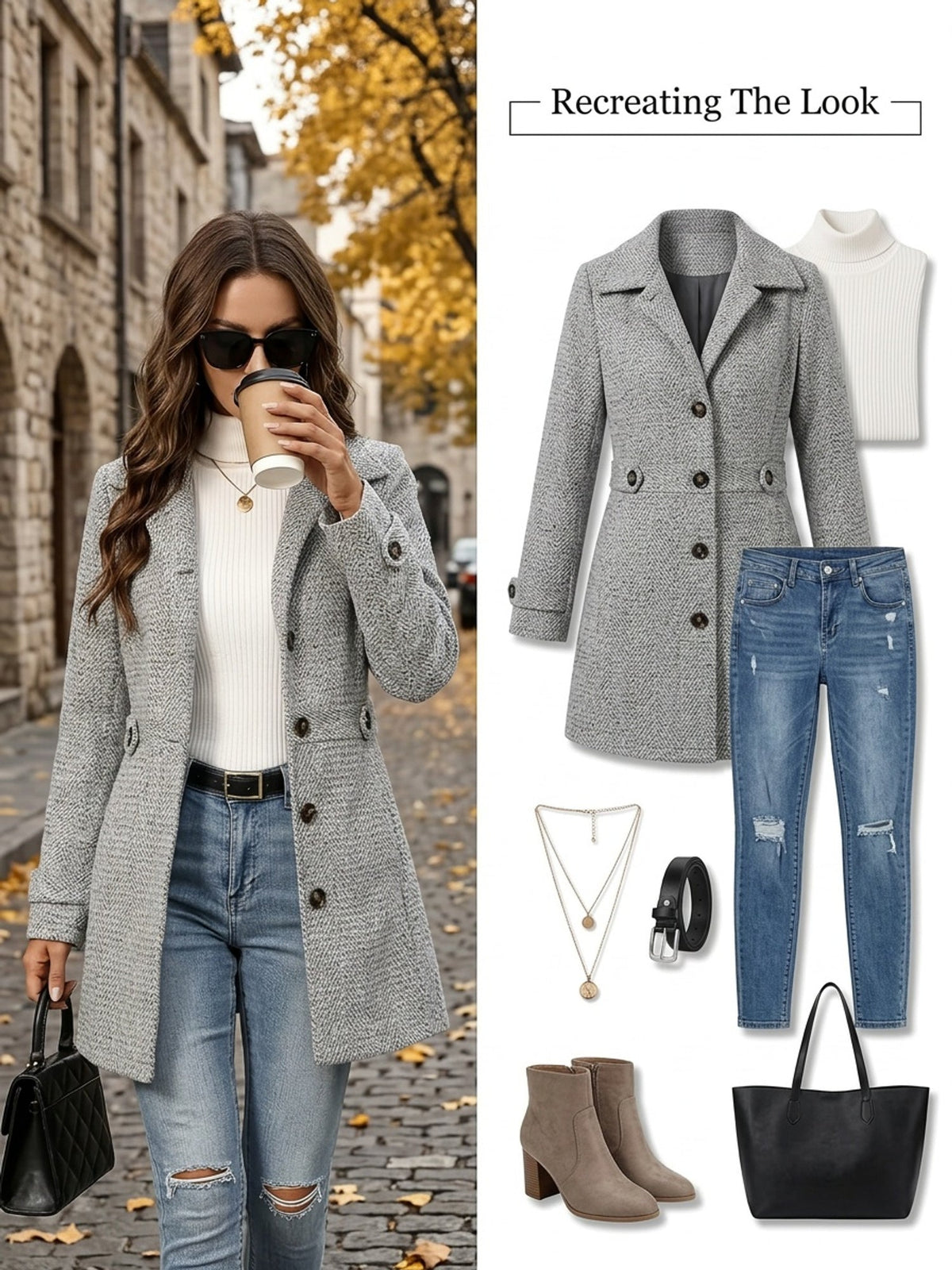 Celvyn | Women's Belted Herringbone Coat