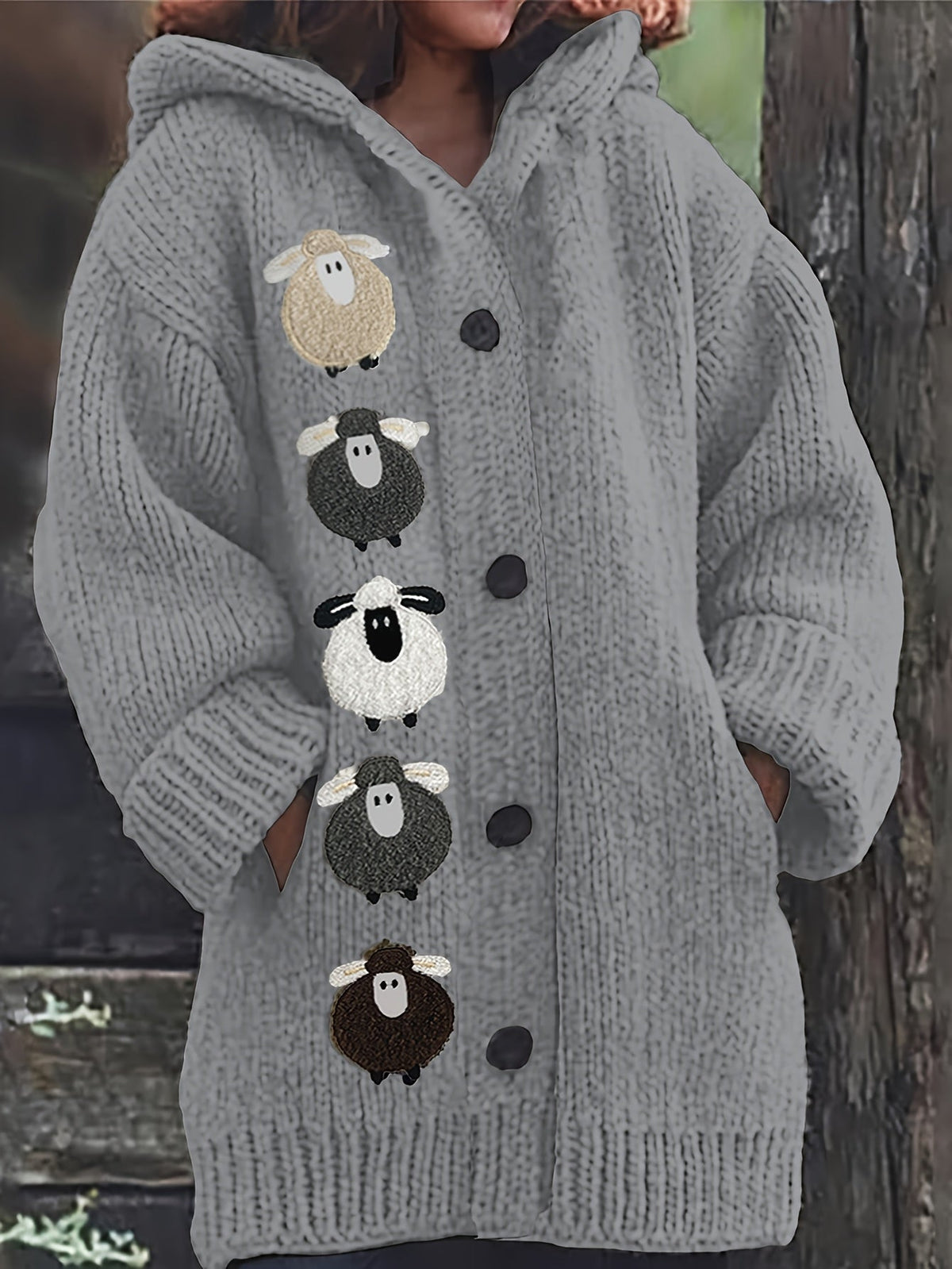 Cloverine | Women's Hooded Cardigan Chunky Knit