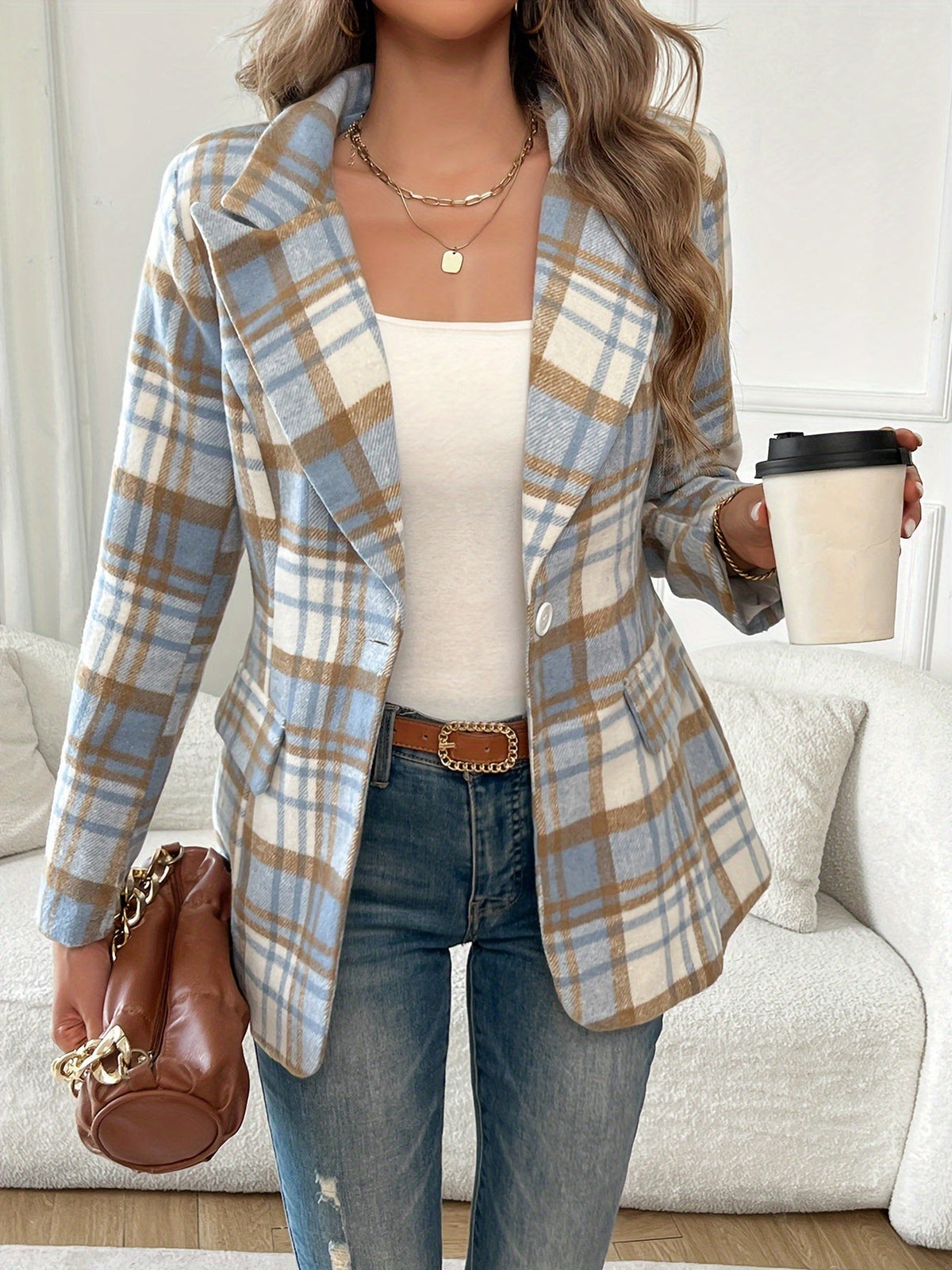 Colvaine | Women's Plaid Blazer Tailored Jacket