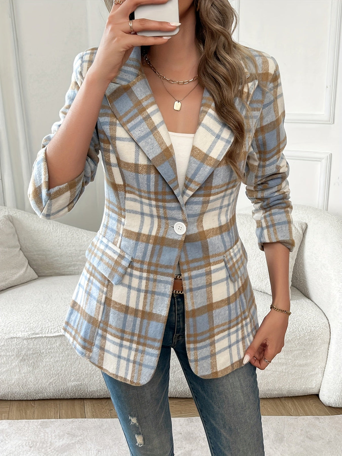 Colvaine | Women's Plaid Blazer Tailored Jacket