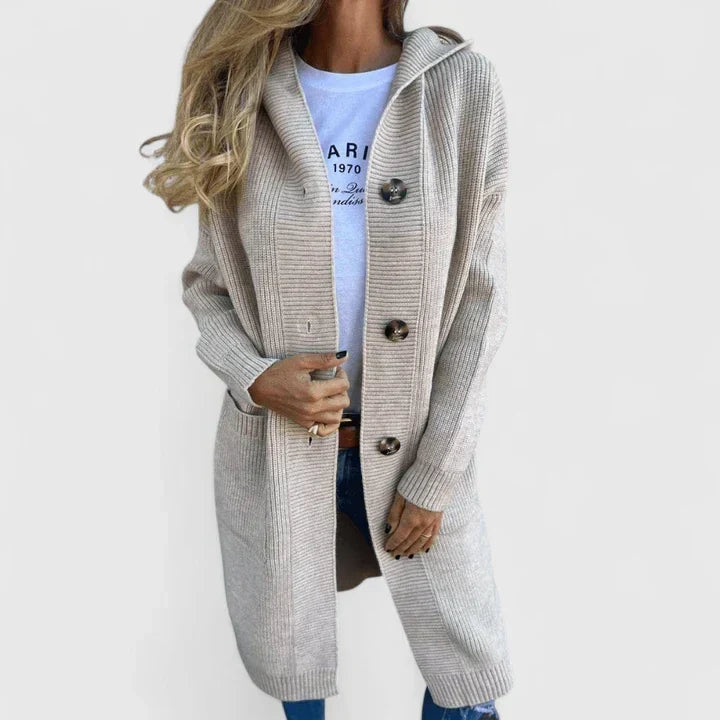 Corveth | Women's Hooded Button-Front Long Cardigan