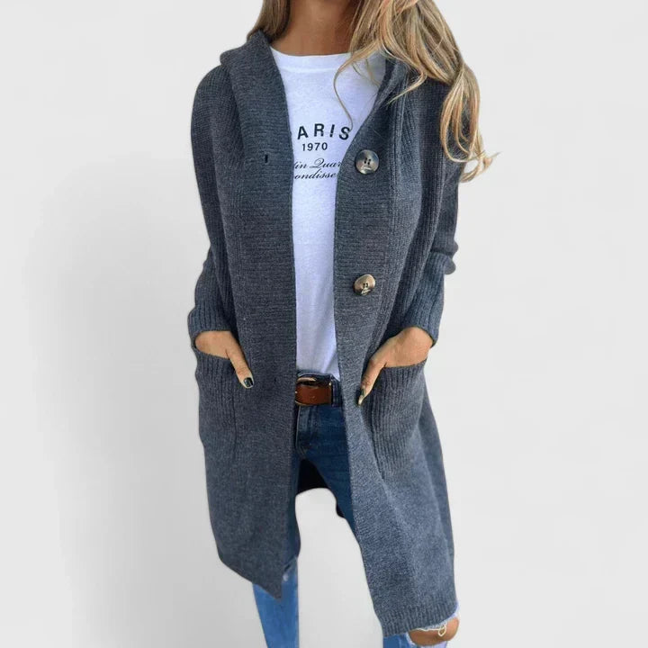 Corveth | Women's Hooded Button-Front Long Cardigan