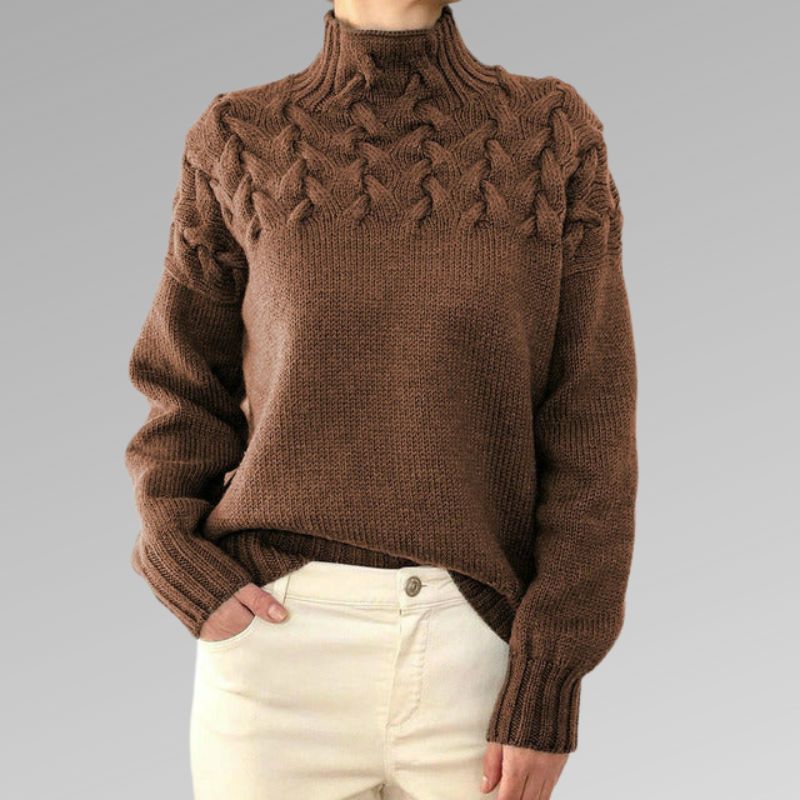 Corwen | Women's Cable Knit Turtleneck Sweater