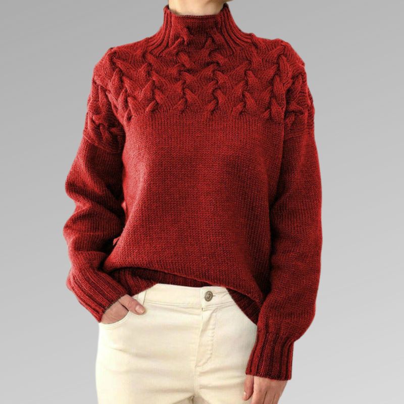 Corwen | Women's Cable Knit Turtleneck Sweater