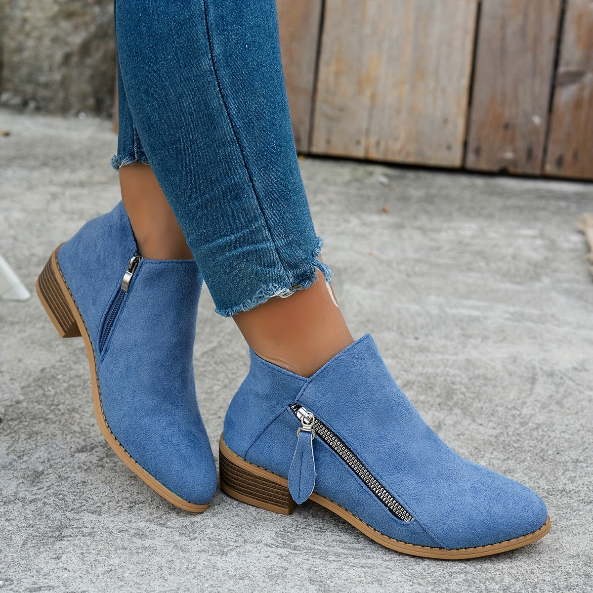 Elegant block heel side-zip ankle boots