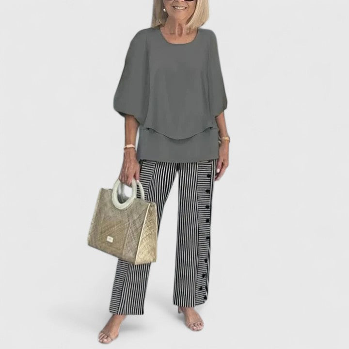 Fern | Women's Casual Floral Print Top and Wide-Leg Pants Set
