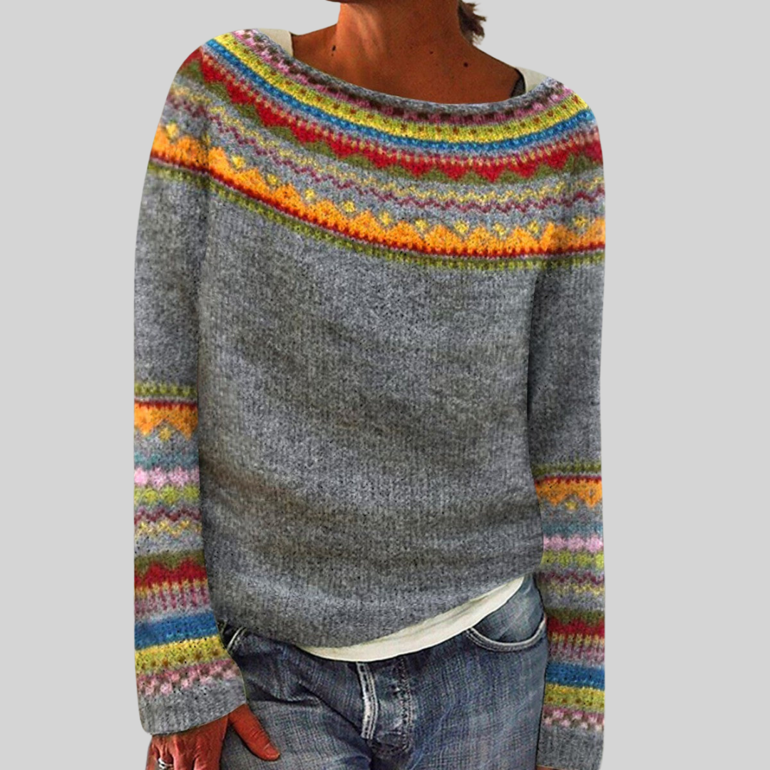Delvina | Women's Fair Isle Colorblock Knit Sweater