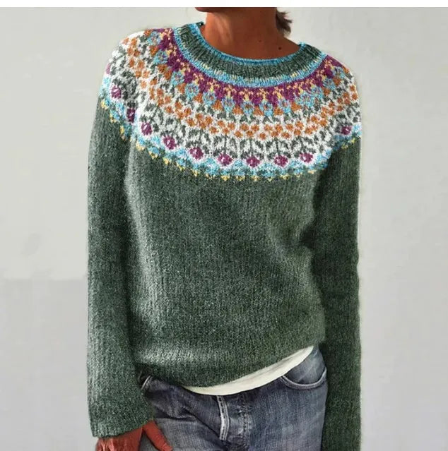 Delvina | Women's Fair Isle Colorblock Knit Sweater