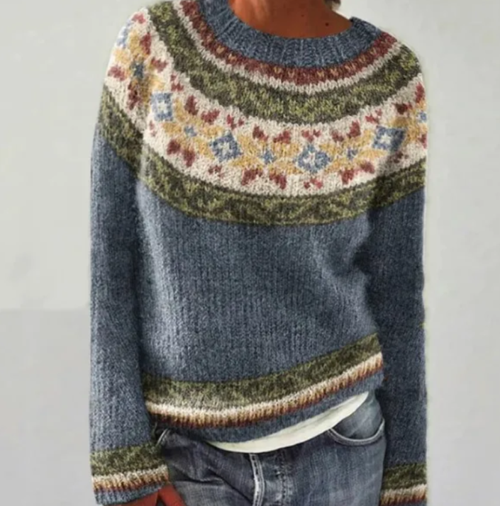 Delvina | Women's Fair Isle Colorblock Knit Sweater